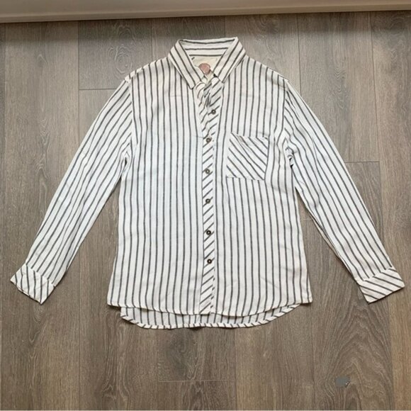 Anthropologie Ash and Ember Boyfriend Button Down Shirt Striped Long Sleeve XS - Picture 10 of 16